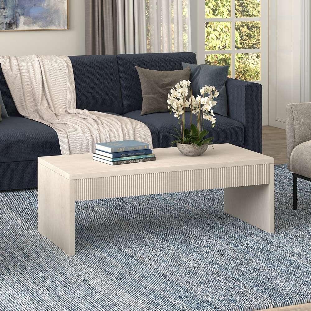 Hudson & Canal - Lawrence 48in Wide Rectangular Coffee Table in Alder White - CT2057 veiw 4