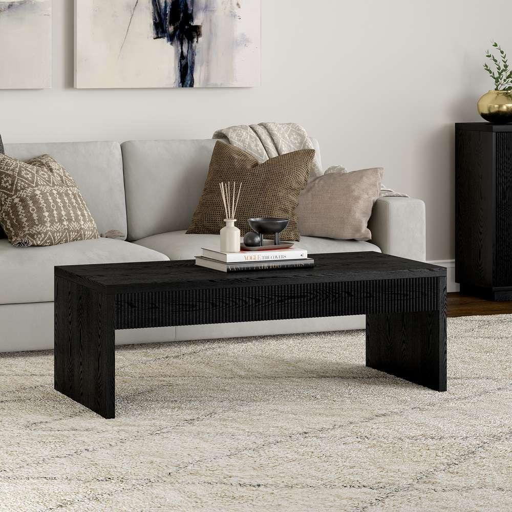 Hudson & Canal - Lawrence 48in Wide Rectangular Coffee Table in Black Grain - CT2056 veiw 4