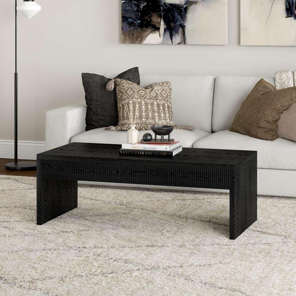 Hudson & Canal - Lawrence 48in Wide Rectangular Coffee Table in Black Grain - CT2056 veiw 5