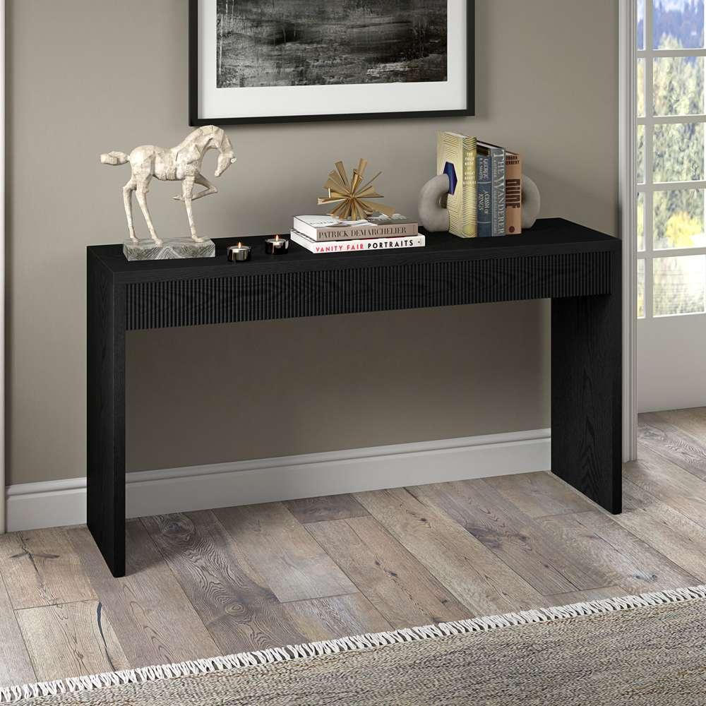 Hudson & Canal - Lawrence 55in Wide Rectangular Console Table in Black Grain - AT2054 veiw 4
