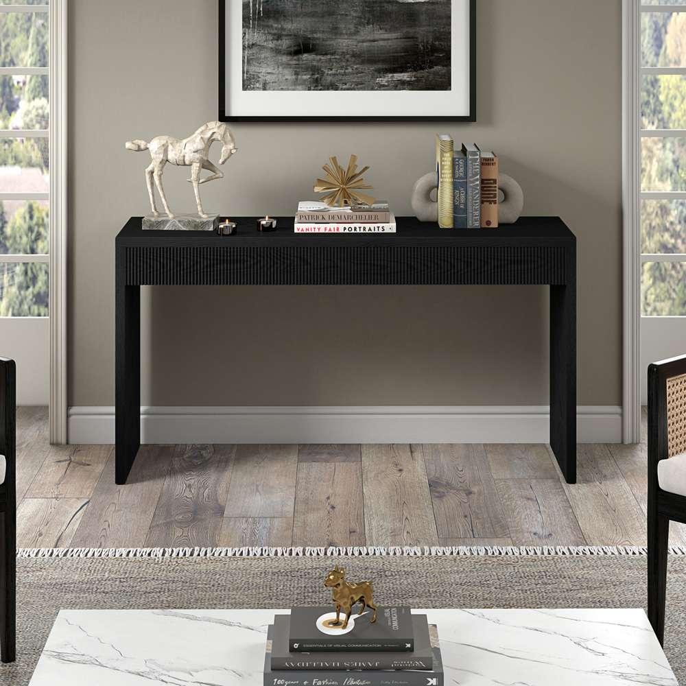 Hudson & Canal - Lawrence 55in Wide Rectangular Console Table in Black Grain - AT2054 veiw 5