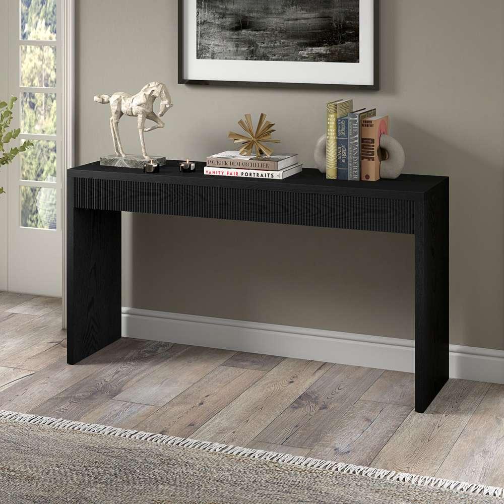 Hudson & Canal - Lawrence 55in Wide Rectangular Console Table in Black Grain - AT2054 veiw 6