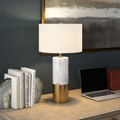 Hudson & Canal - Liana 24in Tall Table Lamp with Fabric Shade in Marble/Brass/White - TL2020 veiw 5
