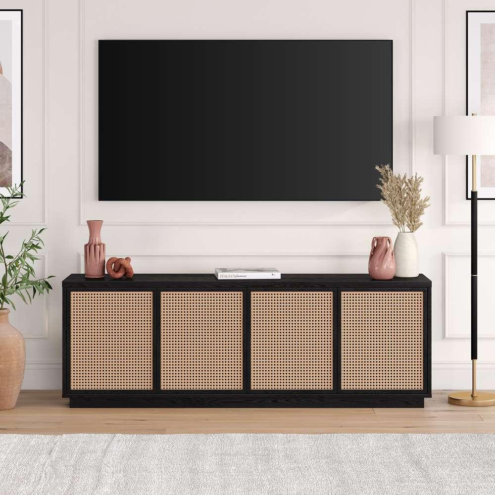 Hudson & Canal - Pryce Rectangular TV Stand for TVs up to 78in in Black Grain - TV2024 veiw 5