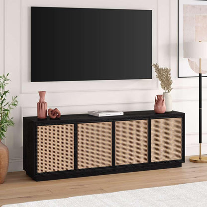 Hudson & Canal - Pryce Rectangular TV Stand for TVs up to 78in in Black Grain - TV2024 veiw 6