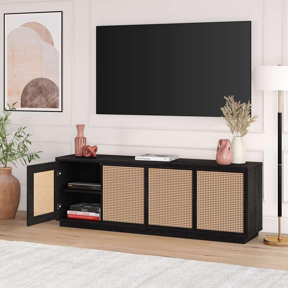 Hudson & Canal - Pryce Rectangular TV Stand for TVs up to 78in in Black Grain - TV2024 veiw 7