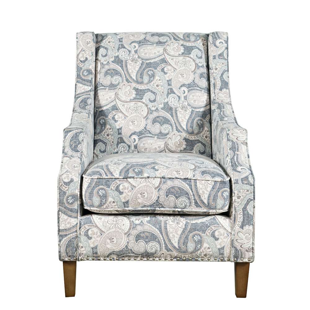 Jofran - Westbrook Paisley Fabric Transitional Upholstered Accent Chair with Nailhead Trim - DUVAL-CH-DENIM veiw 2