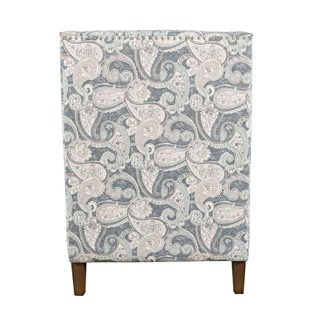 Jofran - Westbrook Paisley Fabric Transitional Upholstered Accent Chair with Nailhead Trim - DUVAL-CH-DENIM veiw 3