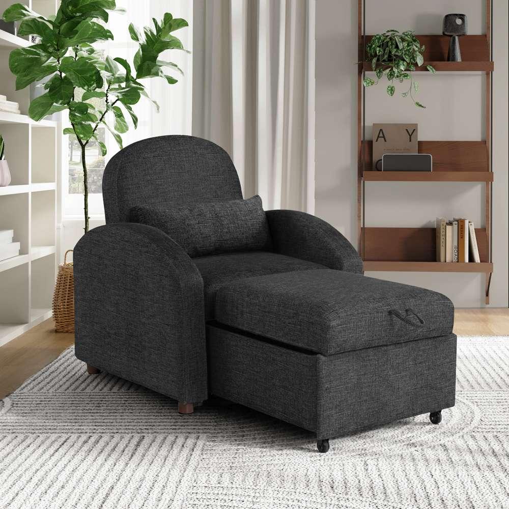 Lifestyle Solutions - Serta Tilson Convertible Chair, Black - 111A027BLK veiw 3