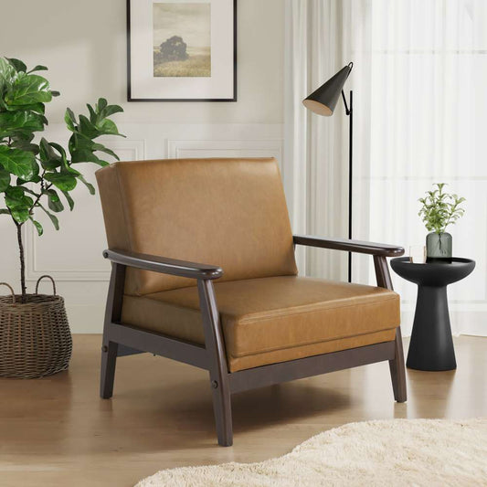 Lifestyle Solutions - Studio Living Arlene Vegan Leather Accent Chair, Carmel - 171A010CAR veiw 2