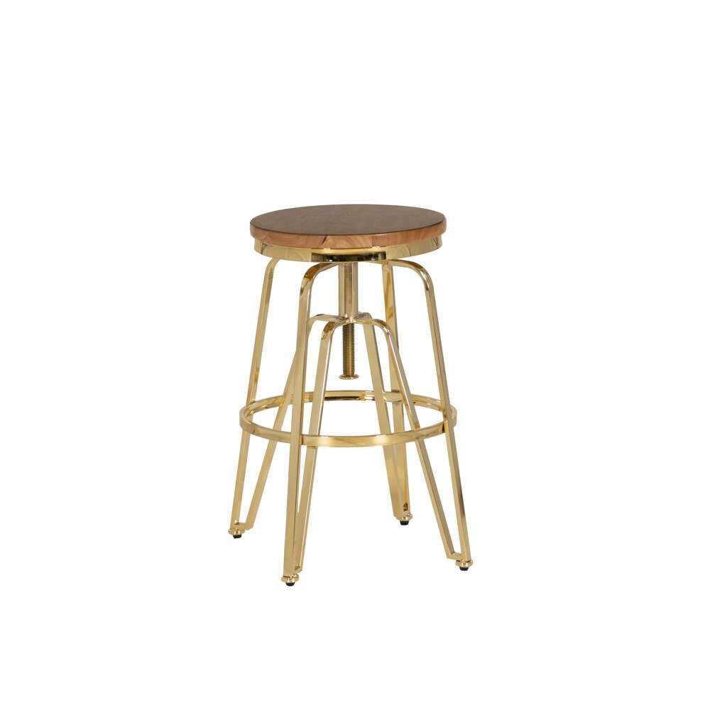 Linon Home Decor - Tatum Wood and Metal Adjustable Stool, Gold - BS244GOLD01AS veiw 1