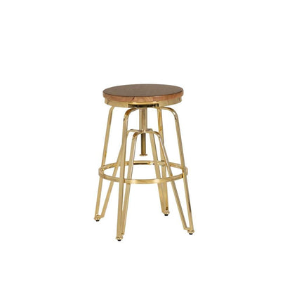 Linon Home Decor - Tatum Wood and Metal Adjustable Stool, Gold - BS244GOLD01AS veiw 1