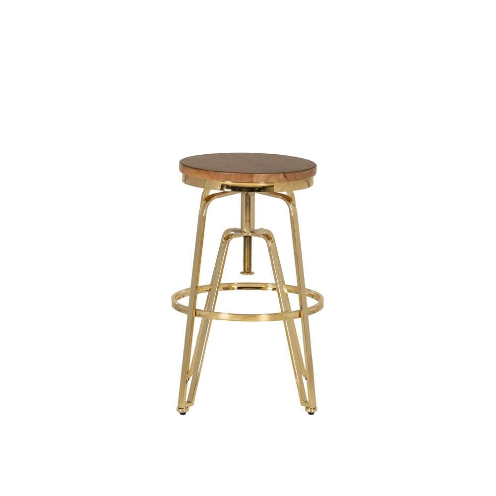 Linon Home Decor - Tatum Wood and Metal Adjustable Stool, Gold - BS244GOLD01AS veiw 2