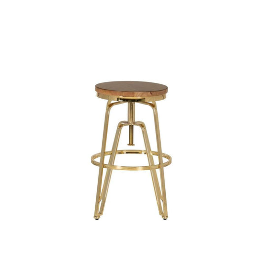Linon Home Decor - Tatum Wood and Metal Adjustable Stool, Gold - BS244GOLD01AS veiw 2