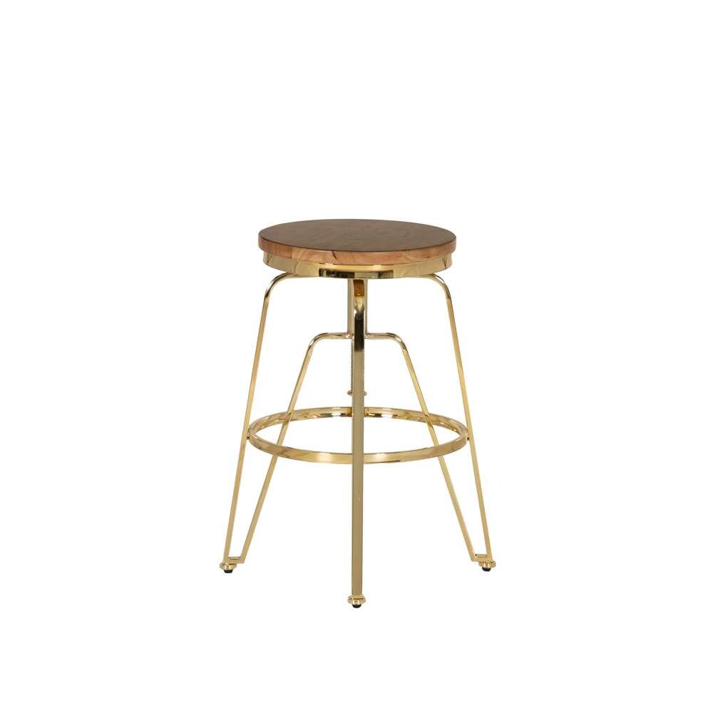 Linon Home Decor - Tatum Wood and Metal Adjustable Stool, Gold - BS244GOLD01AS veiw 3