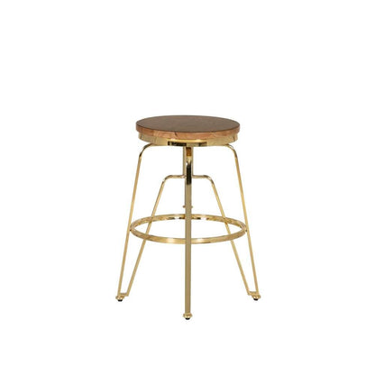Linon Home Decor - Tatum Wood and Metal Adjustable Stool, Gold - BS244GOLD01AS veiw 3