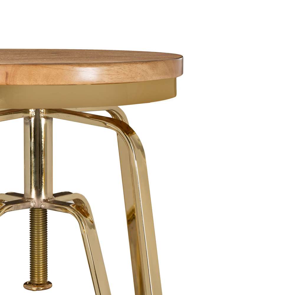 Linon Home Decor - Tatum Wood and Metal Adjustable Stool, Gold - BS244GOLD01AS veiw 5