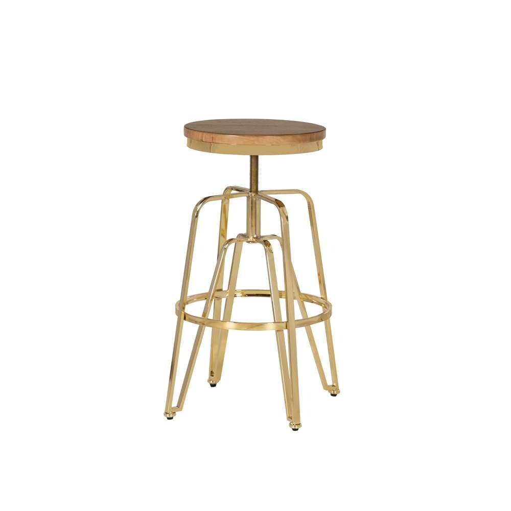 Linon Home Decor - Tatum Wood and Metal Adjustable Stool, Gold - BS244GOLD01AS veiw 10