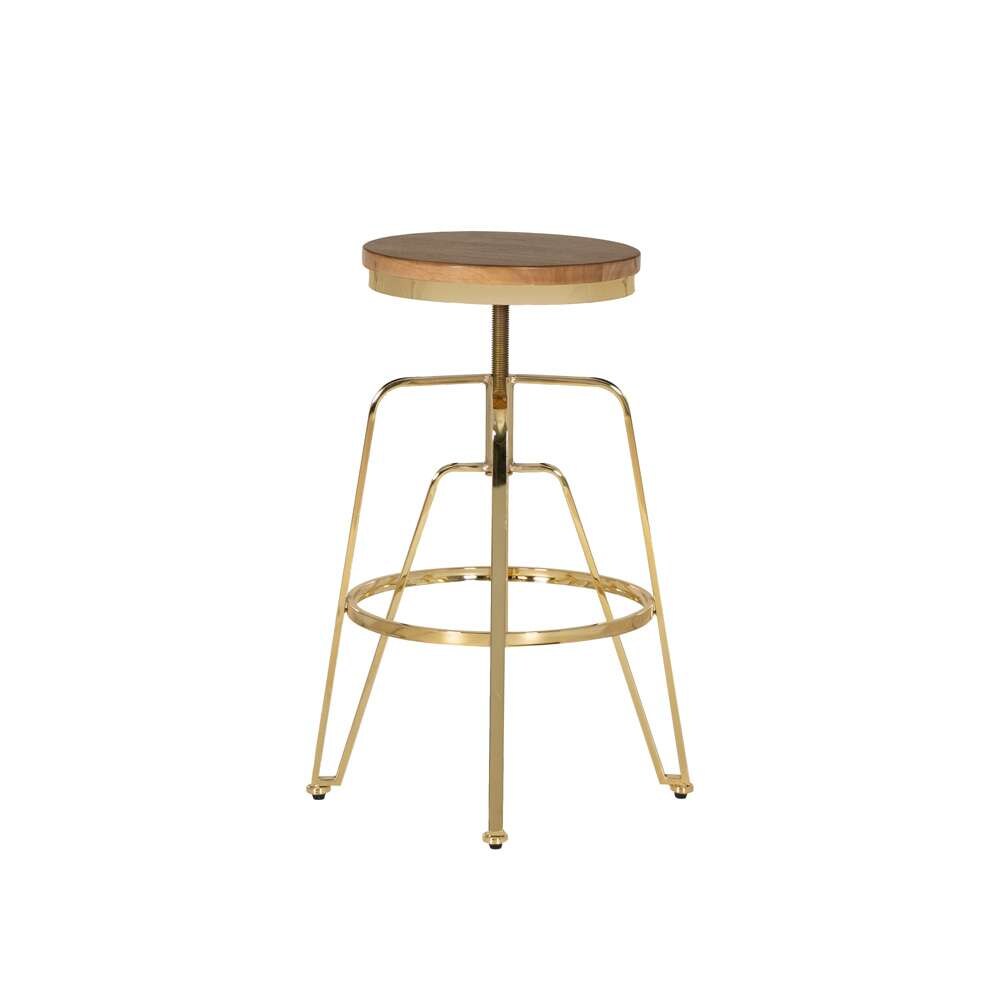 Linon Home Decor - Tatum Wood and Metal Adjustable Stool, Gold - BS244GOLD01AS veiw 11