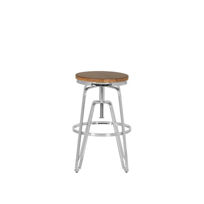 Linon Home Decor - Tatum Wood and Metal Adjustable Stool, Silver - BS244SLVT01AS veiw 2