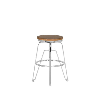Linon Home Decor - Tatum Wood and Metal Adjustable Stool, Silver - BS244SLVT01AS veiw 3