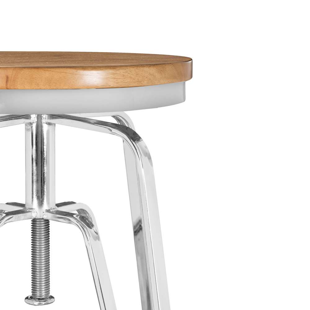 Linon Home Decor - Tatum Wood and Metal Adjustable Stool, Silver - BS244SLVT01AS veiw 5