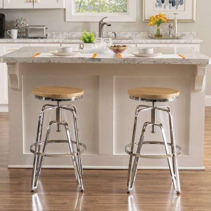 Linon Home Decor - Tatum Wood and Metal Adjustable Stool, Silver - BS244SLVT01AS veiw 7