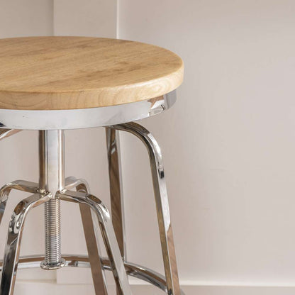 Linon Home Decor - Tatum Wood and Metal Adjustable Stool, Silver - BS244SLVT01AS veiw 9