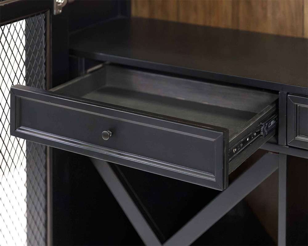 Martin Furniture - Hartford - Traditional Wood Kitchen Display Cabinet, Dining Storage, Black - IMHF4878 veiw 5