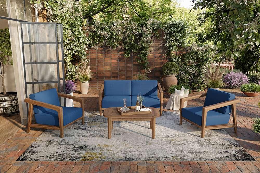 New Classic Furniture - Bali Outdoor Solid Wood Loveseat-Dark Blue - G896B-20 veiw 6