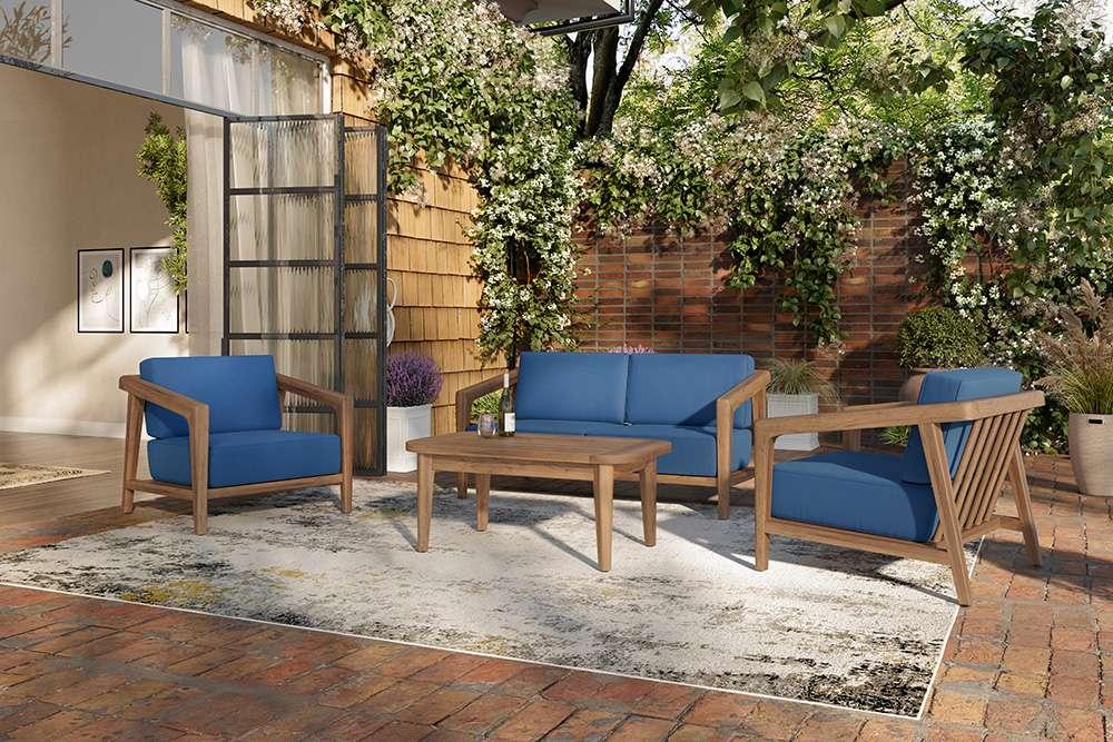 New Classic Furniture - Bali Outdoor Solid Wood Loveseat-Dark Blue - G896B-20 veiw 7