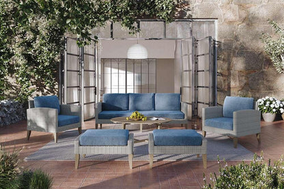 New Classic Furniture - Carezza 6 Piece Patio Set-Outdoor Sofa, 2 Outdoor Chairs, 2 Outdoor Ottomans & Outdoor Coffee Table-Blue - 60-852B-6P veiw 6