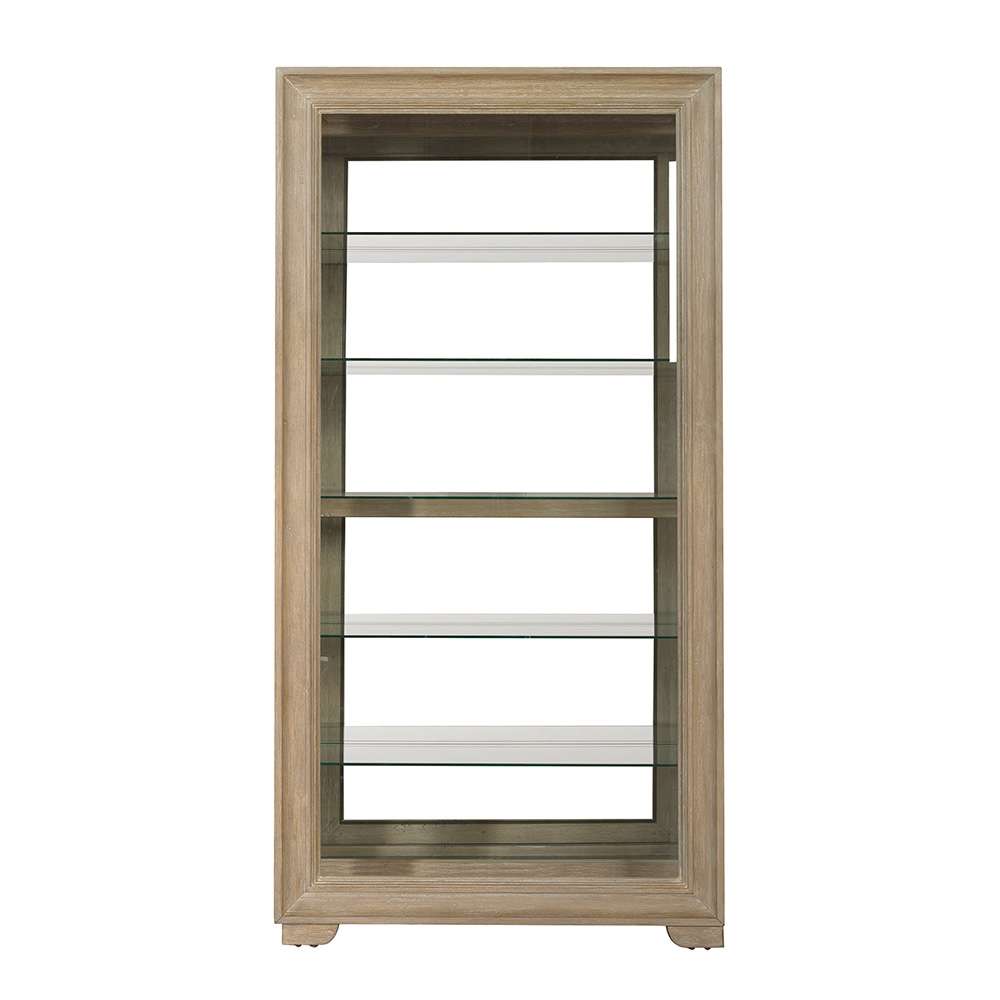 Pulaski - Light Wood Modern 5-Shelf Sliding Door Curio with LED Light - P021767 veiw 1