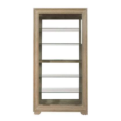 Pulaski - Light Wood Modern 5-Shelf Sliding Door Curio with LED Light - P021767 veiw 1