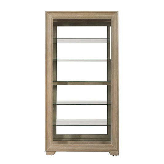 Pulaski - Light Wood Modern 5-Shelf Sliding Door Curio with LED Light - P021767 veiw 1