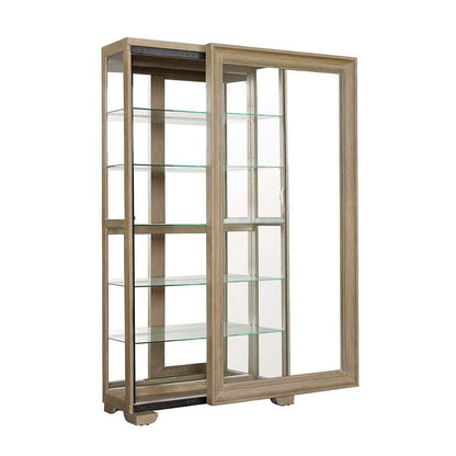 Pulaski - Light Wood Modern 5-Shelf Sliding Door Curio with LED Light - P021767 veiw 2
