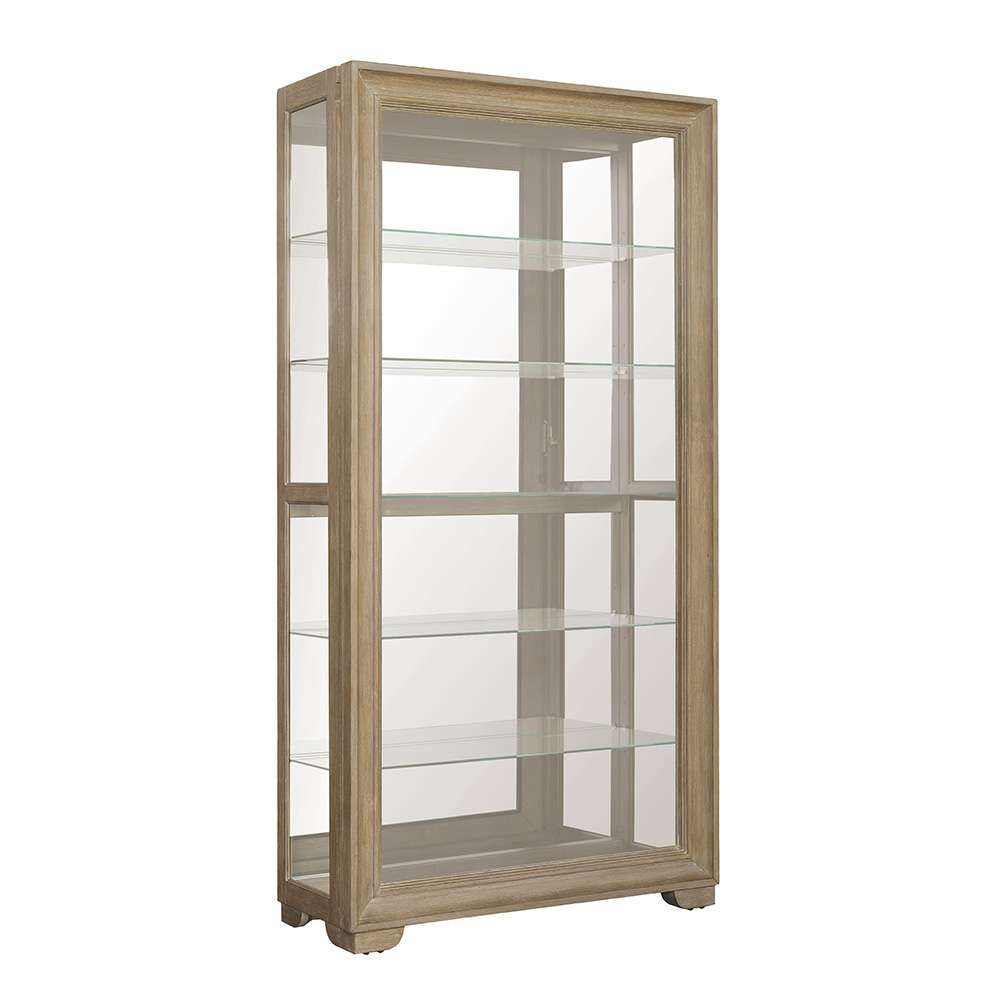 Pulaski - Light Wood Modern 5-Shelf Sliding Door Curio with LED Light - P021767 veiw 3