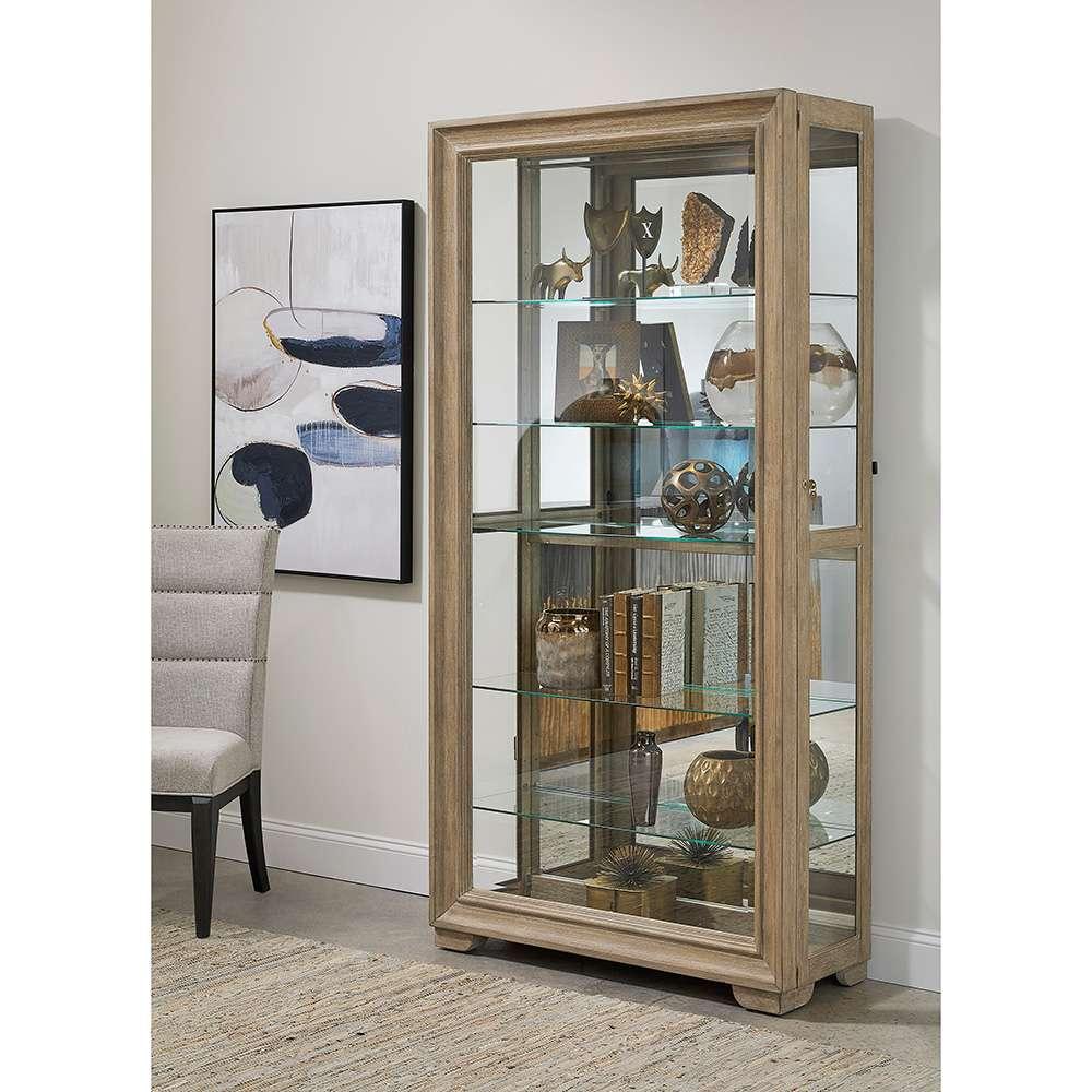 Pulaski - Light Wood Modern 5-Shelf Sliding Door Curio with LED Light - P021767 veiw 6