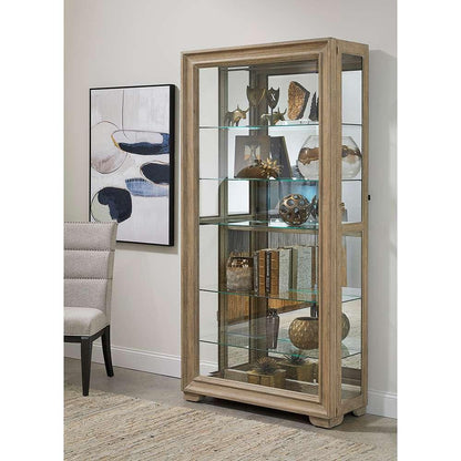 Pulaski - Light Wood Modern 5-Shelf Sliding Door Curio with LED Light - P021767 veiw 6