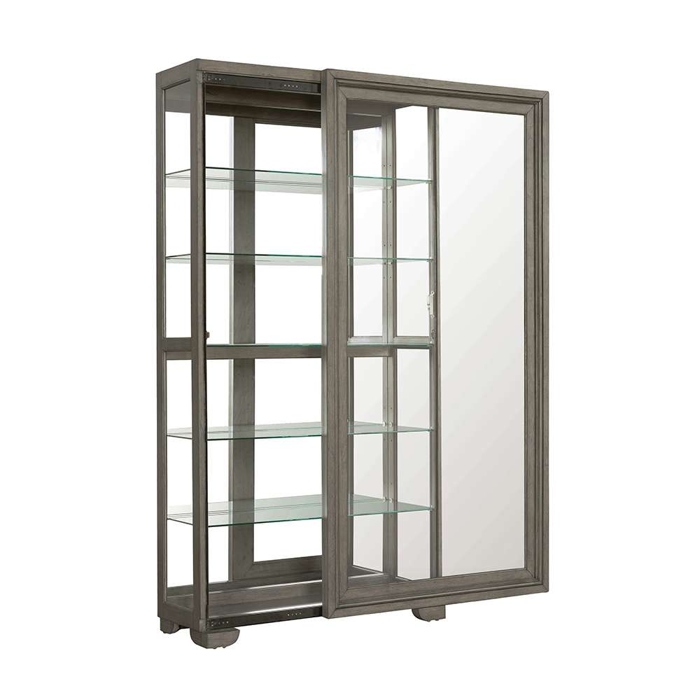 Pulaski - Modern Wood Framed 5-Shelf Sliding Door Curio with LED Light - P021765_CLOSEOUT veiw 2