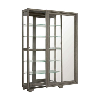 Pulaski - Modern Wood Framed 5-Shelf Sliding Door Curio with LED Light - P021765_CLOSEOUT veiw 2