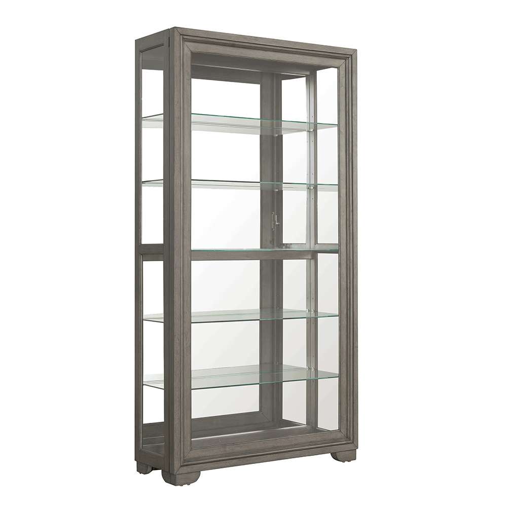 Pulaski - Modern Wood Framed 5-Shelf Sliding Door Curio with LED Light - P021765_CLOSEOUT veiw 3