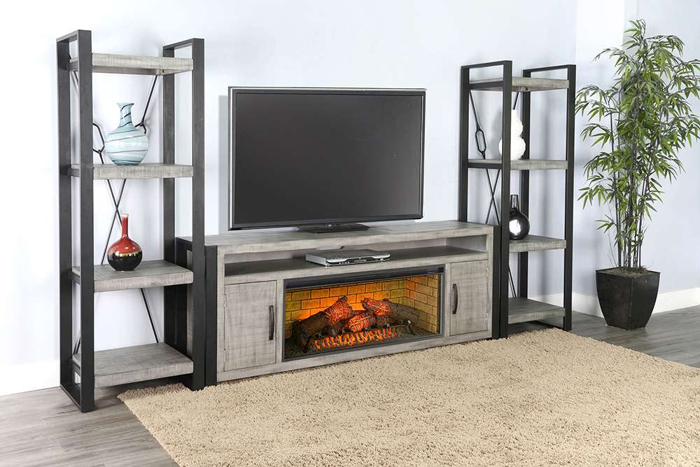 Sunny Designs -  126in Media Wall with Electric Fireplace - K3652AG-W veiw 1