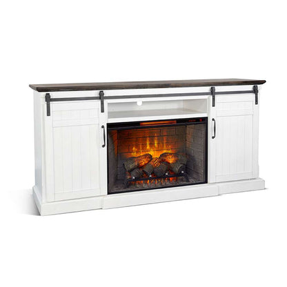 Sunny Designs -  78in Barn Door Media Console with Electric Fireplace - K3648EC-AS veiw 1