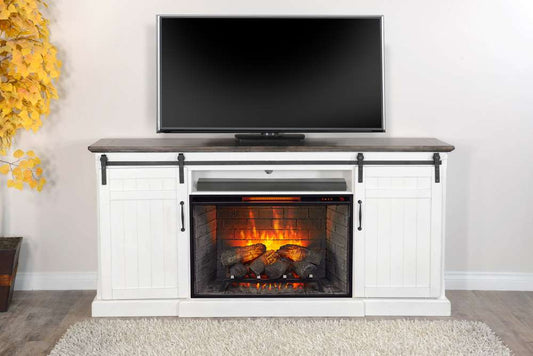 Sunny Designs -  78in Barn Door Media Console with Electric Fireplace - K3648EC-AS veiw 2