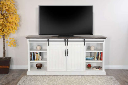 Sunny Designs -  78in Barn Door Media Console with Electric Fireplace - K3648EC-AS veiw 3