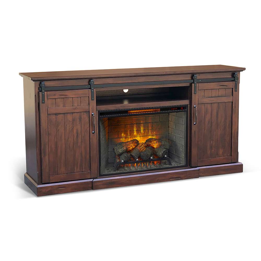 Sunny Designs -  78in Barn Door Media Console with Electric Fireplace - K3648VM-A veiw 1