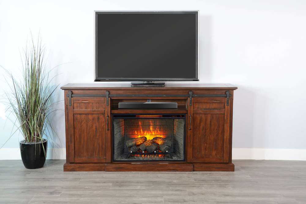 Sunny Designs -  78in Barn Door Media Console with Electric Fireplace - K3648VM-A veiw 2