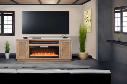 Sunny Designs -  78in Cane Media Console with Electric Fireplace - K3679OG-C veiw 2