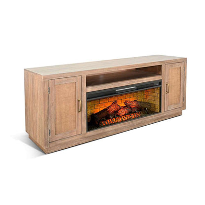 Sunny Designs -  78in Cane Media Console with Electric Fireplace - K3679OG-W veiw 1